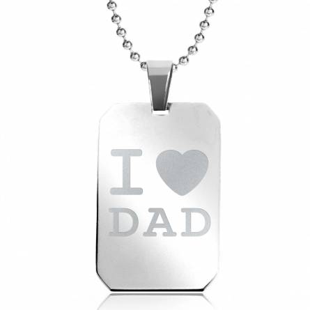 Colier oțel I love Dad dreptunghi zale bile