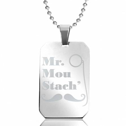 Colier oțel Mr Moustach' dreptunghi