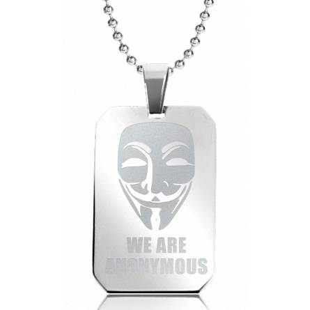 Colier oțel We Are Anonymous 2 dreptunghi zale bile