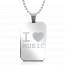 Collana acciaio I love Music rettangolo palla mini