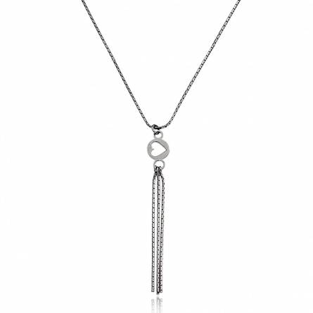 Collana donna metallo rodiato Waterfall cuore