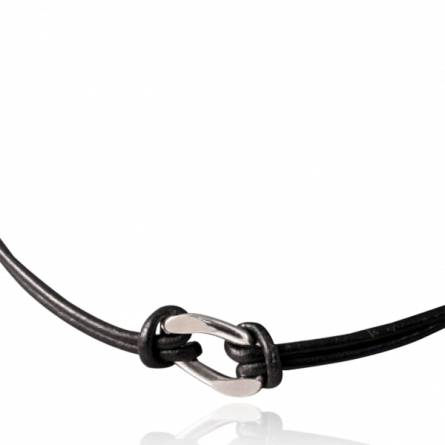 Collar hombre piel BIKER  negro