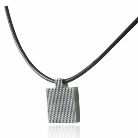 Collar hombre piel Pixels  gris