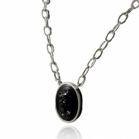 Collar hombre plata Achim negro