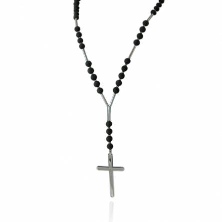 Collar hombre plata Agathon negro