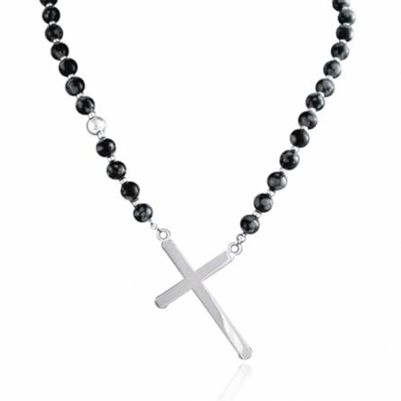 Collar hombre plata Monacale  negro