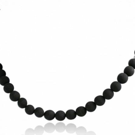 Collar hombre plata Tibetain  negro