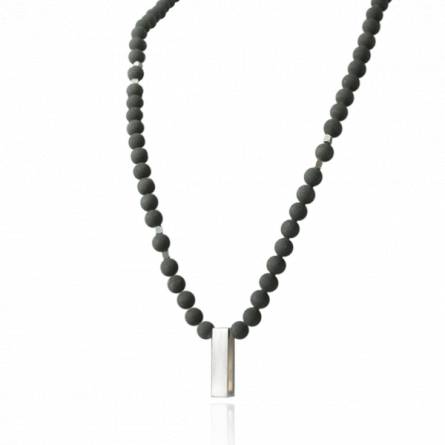 Collar largo hombre plata Tibetain  negro