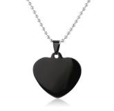 Collier acier coeur noir