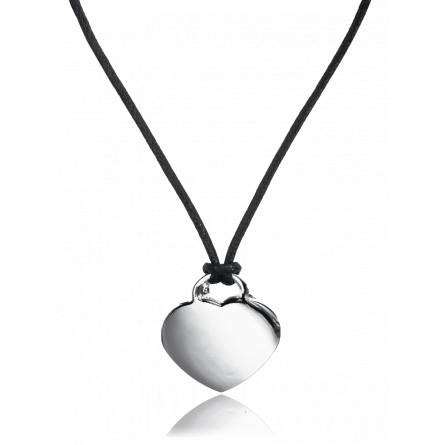 Collier Coton Ciré plaque coeur Isis