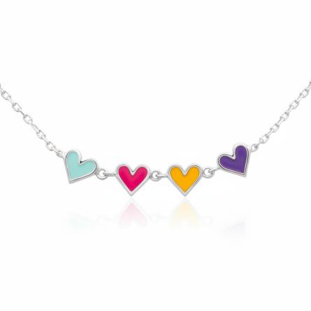Collier enfant argent Tadros coeur multicouleur