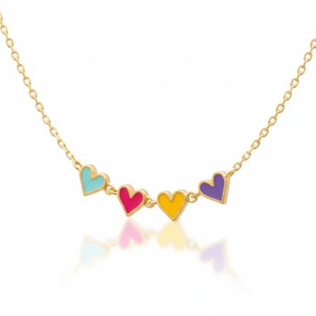 Collier enfant plaqué or Sandria coeur multicouleur