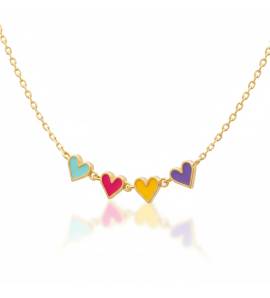 Collier enfant plaqué or Sandria coeur multicouleur