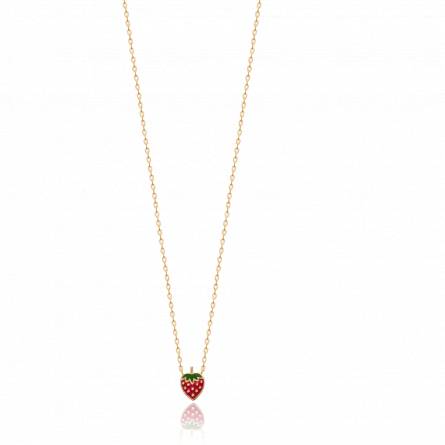 Collier enfant plaqué or Straw rouge