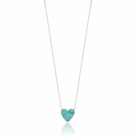 Collier femme argent Almorim coeur turquoise