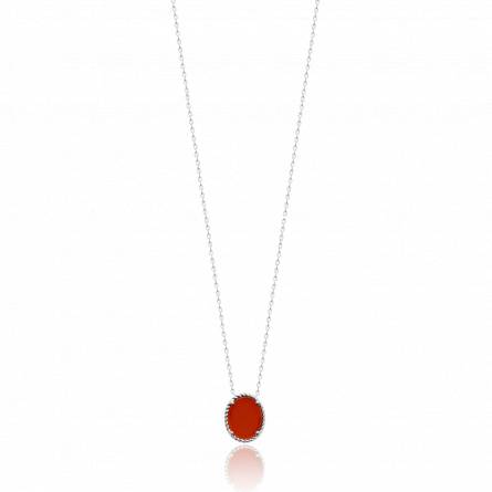 Collier femme argent Caplanne rouge