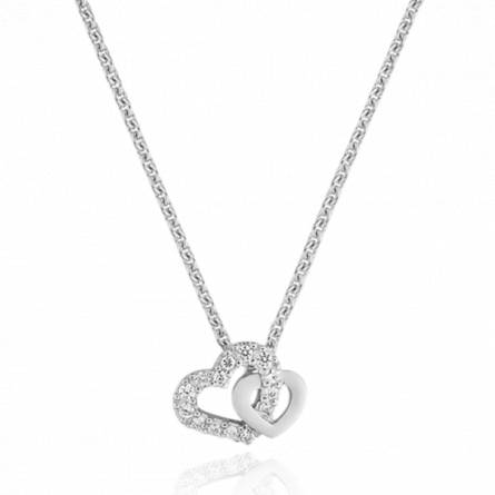 Collier femme argent Double romance coeur