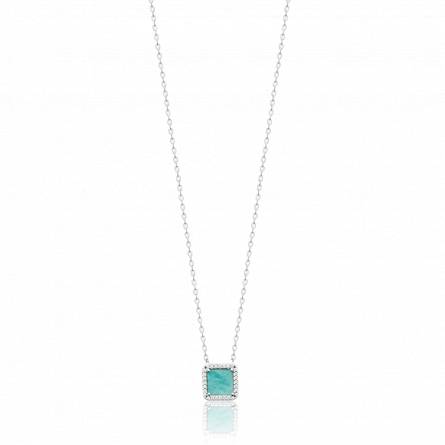 Collier femme argent Mehier carrée turquoise