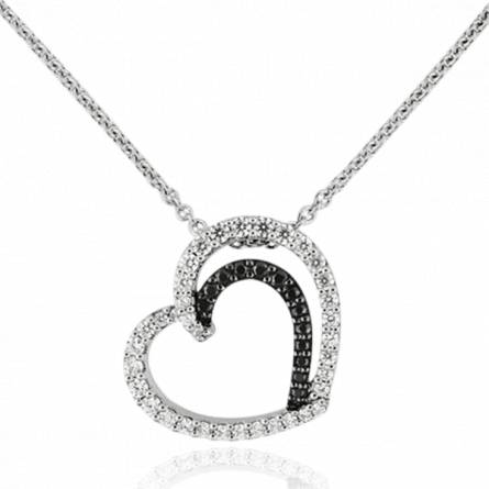 Collier femme argent Nerelia coeur noir