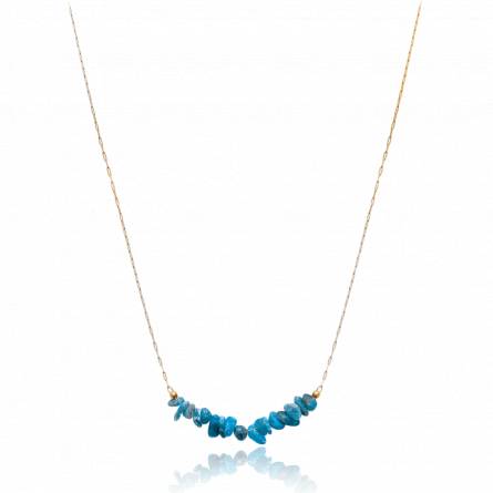 Collier femme plaqué or Alax bleu