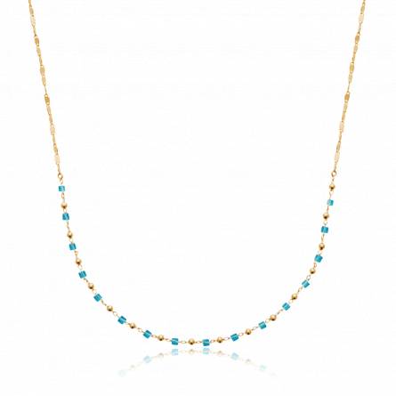 Collier femme plaqué or Amahe bleu