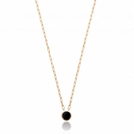 Collier femme plaqué or Gwen noir