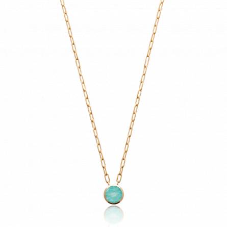 Collier femme plaqué or Hormisdas ronde bleu