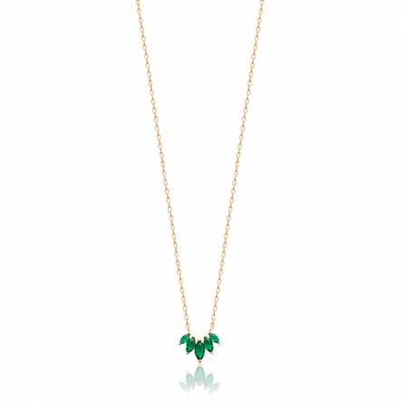 Collier femme plaqué or Luabeya vert