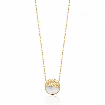 Collier femme plaqué or Manice ronde blanc