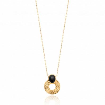 Collier femme plaqué or Niame noir