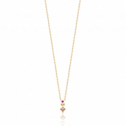 Collier femme plaqué or Oena rose