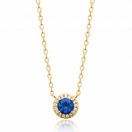 Collier femme plaqué or Schaub ronde bleu