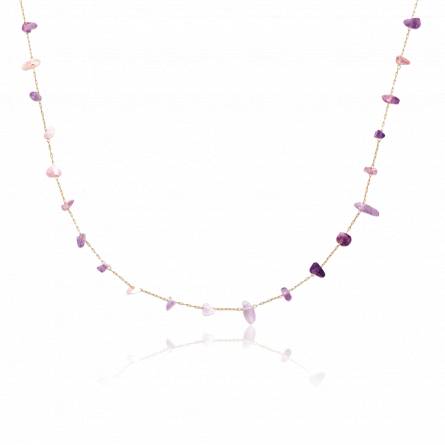 Collier femme plaqué or Velino violet