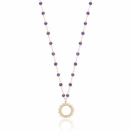 Collier femme plaqué or Zhengmai violet