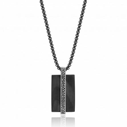 Collier homme carbone noir