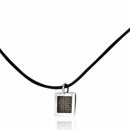 Collier Minimaliste argent carré pixélisé