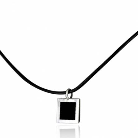 Collier Minimaliste Cuir carré 