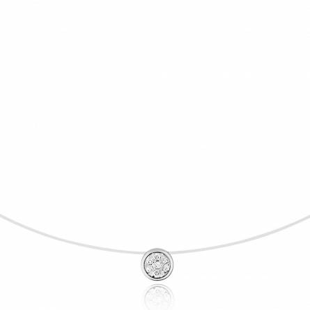 Collier or blanc diamant rond