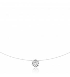 Collier or blanc diamant rond