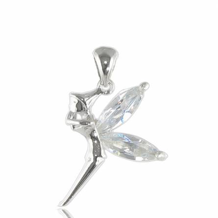 Fairy big crystal pendant silver white