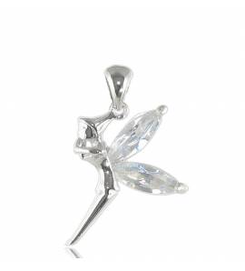 Fairy big crystal pendant silver white
