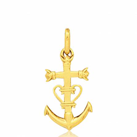 Gold Camarguaise crosses yellow pendant