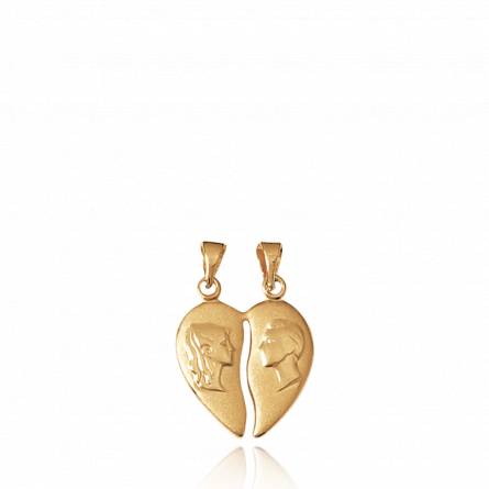 Gold plated Fendu Visages hearts pendant