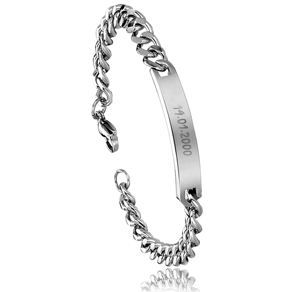 Solid Curb Chain Bracelet Stainless Steel/Blue Ion-Plating 8.5