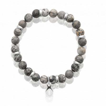 lithothérapie homme acier Agate gris gris