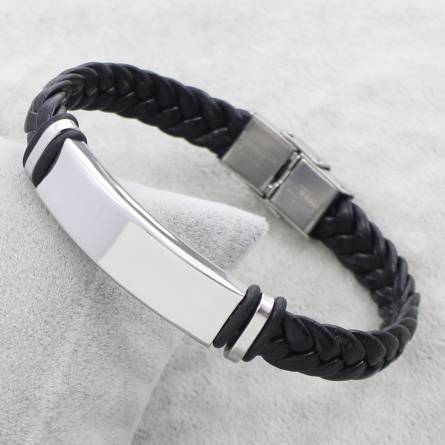 Man leather Albert black bracelet