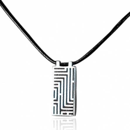 Man leather Graphique  black necklace