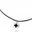 Man leather Minimaliste croix cuir black necklace mini