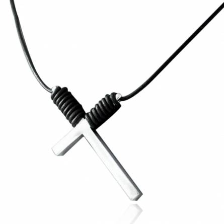 Man leather Monacale  black necklace