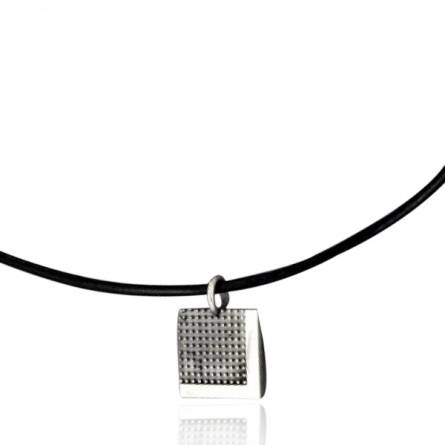 Man leather Pixelisée  black necklace